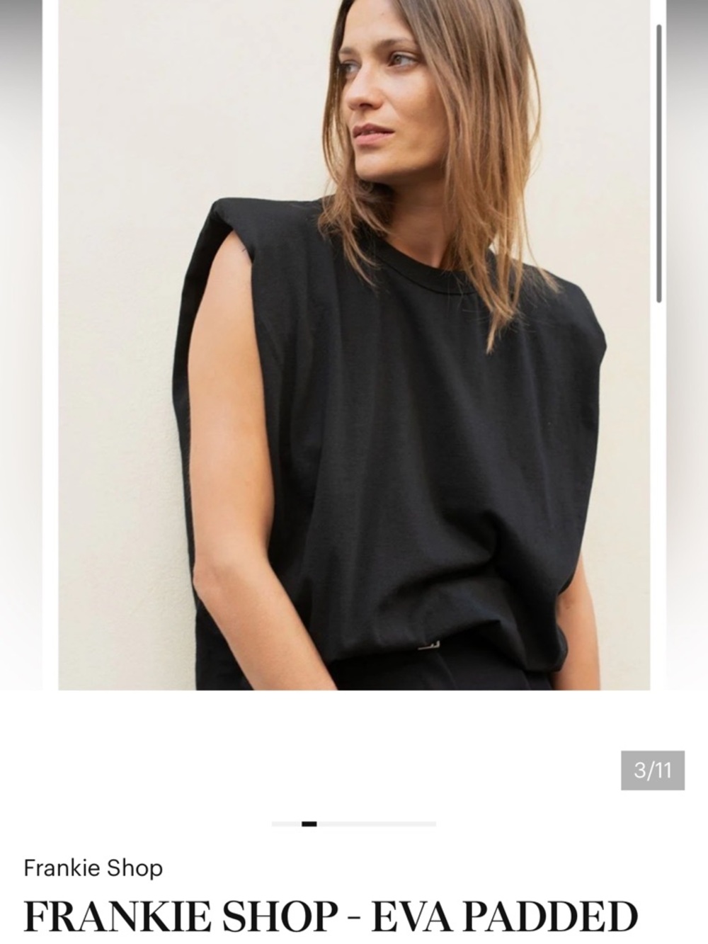 Frankie Shop Black Padded-Shoulder Sleeveless Tank - Picture 2 of 4